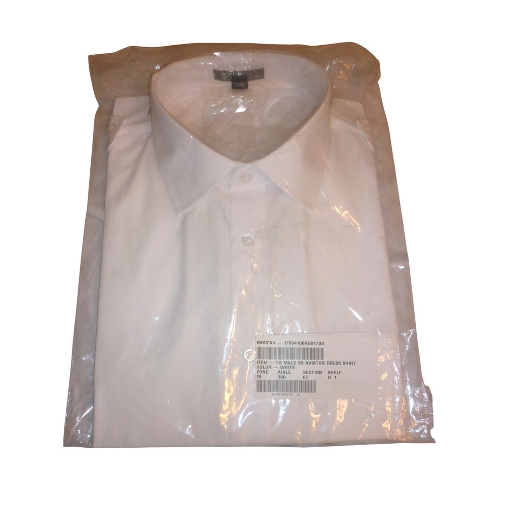 Cintas FA Male SS Aviator Dress Shirt White Short Sleeve Pilot Uniform 17-RG